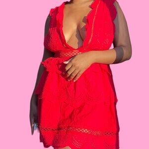 Red Ruffle Summer Dress